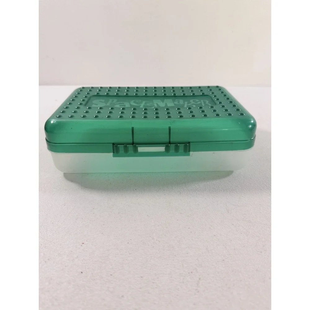 Vintage 90s SPACEMAKER Pencil Box School Supply Case Green & Translucent
